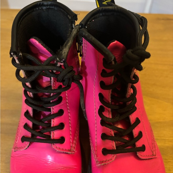 Hot Pink Patent Leather Dr Martens toddler combat boots size 10 - Picture 9 of 9